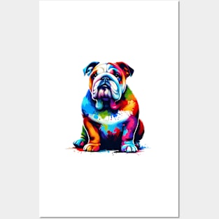 Colorful Artistic English Bulldog in Splash Paint Style Posters and Art